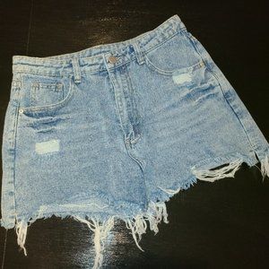 Vintage Distressed Light Blue Jean Shorts